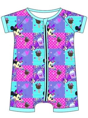 BAMBOO Pink and Turquoise Patchwork Minnie Shortie